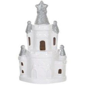 Lila & Jack Silver White Ceramic Castle Cordless Night Light NWT/NEW